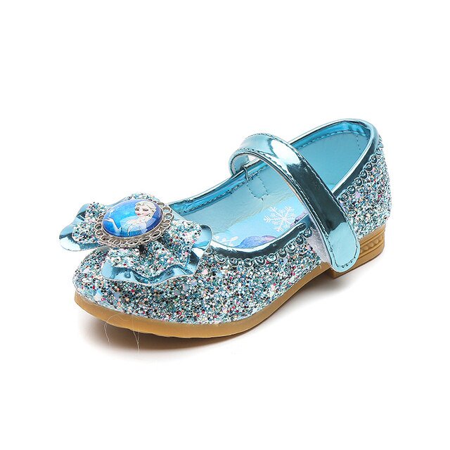 Disney Frozen Elsa Princess Designer Crystal Flat Shoes Kids Bling Slip on Baby Girls Shoes Child Flats35 Gao Jinjia LED