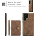 thumbnail image 3 of Case for Samsung Galaxy S22 Ultra [Not for S22 or S22 Plus], Detachable Magnetic Wallet Credit Card Slot Kickstand Cover Support Wireless Charging Compatible with Samsung Galaxy S22 Ultra (Brown), 3 of 16