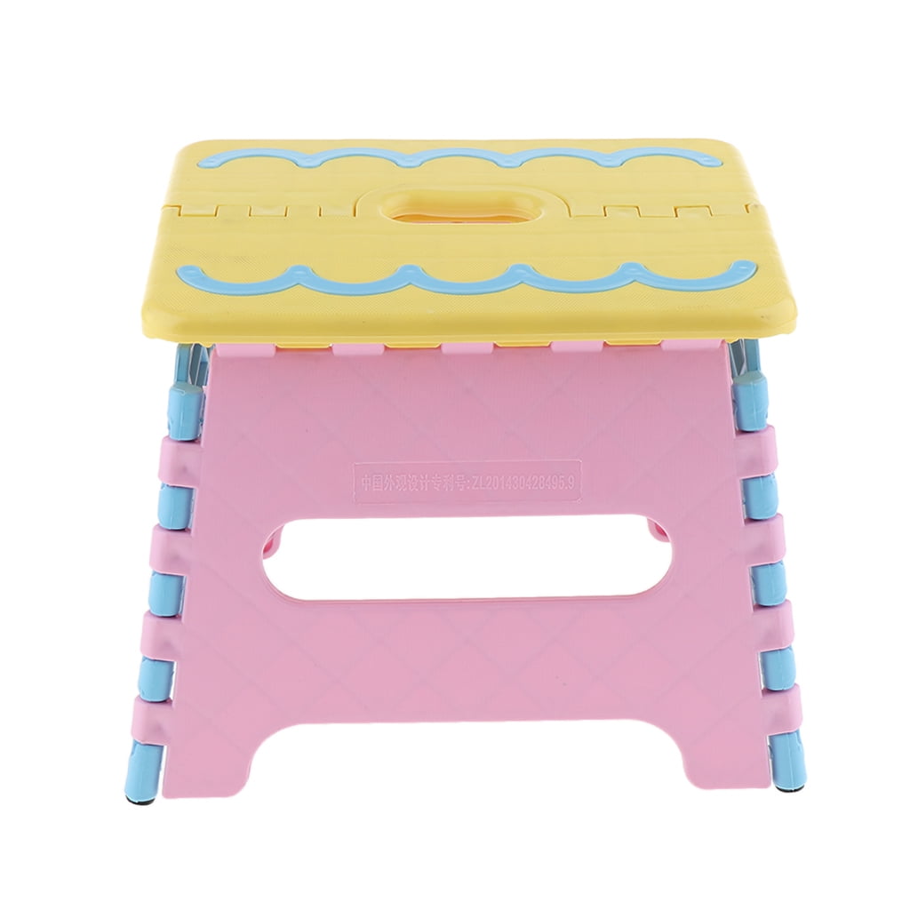 Kitchen Garden Bathroom Collapsible Stepping Stool Height Foldable Stool For Kids Folding Step Stool Pink, 22 * 17 * 19 cm