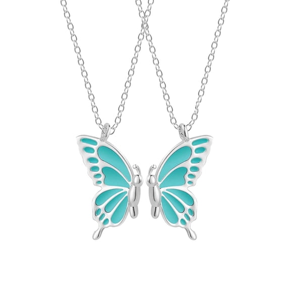 yinguo butterfly necklace pendant two pack friendship necklace simple colorful butterfly pendant great gift for valentine's day thanksgiving