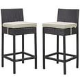 thumbnail image 1 of Modern Contemporary Urban Design Outdoor Patio Balcony Bar Stool Chair ( Set of Two), Beige, Rattan, 1 of 2