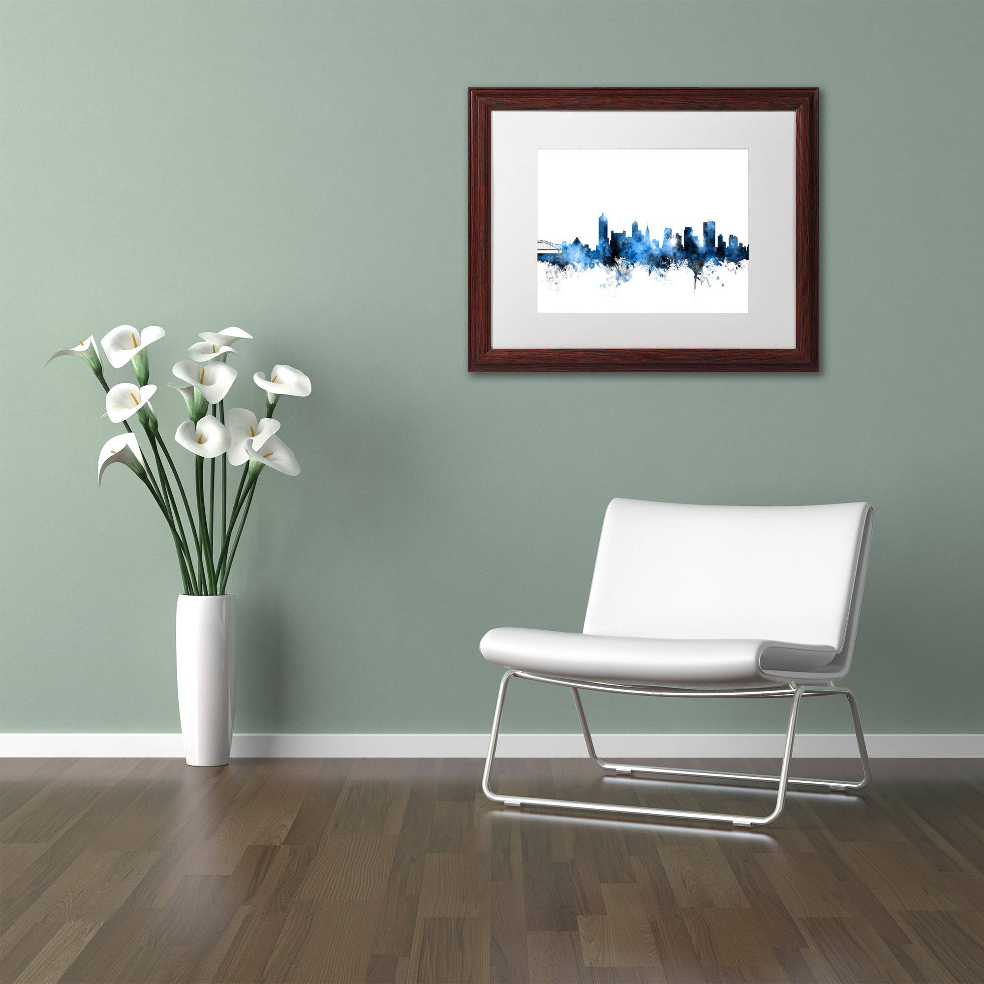 Trademark Fine Art "Memphis TN Skyline White" Canvas Art by Michael Tompsett, White Matte, Wood Frame