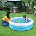 thumbnail image 6 of HIWENA Inflatable Kiddie Pool, 5ft Durable Kids Pool, Blue & White Round Baby Pool, 6 of 7