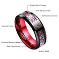thumbnail image 5 of 8mm Tungsten Rings with Celtic Dragon for Unisex Black Red Wedding Band Ring Size 6-16, 5 of 6
