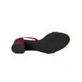 thumbnail image 5 of BLISSFUL STEP Women's Shoes Open Toe Mid Block Heel Ankle Strap Faux Suede Sandals Burgundy 9, 5 of 8