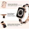 thumbnail image 4 of ALMNVO Women Metal Stainless Steel Strap Compatible with Apple Watch Bands 45mm 44mm 42mm 40mm 41mm 38mm 49mm , Cowboy Chain Leather Wrist for iWatch Series 9 8 7 SE 6 5 4 3 2 1 Ultra Band, 4 of 11