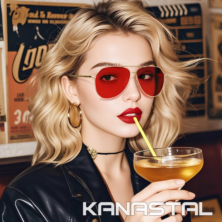 Kanastal Polarized Aviator Sunglasses, Gold & Red photo 3
