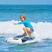 Topbuy 6' Surfboard Inflation-free Long Surfing Board with Safety Leash White