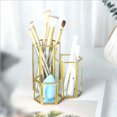 thumbnail image 4 of tooloflife Pen Holder High Tube Office Desktop Storage Cosmetic Storage Holder Gold Hexagonal Decoration, 4 of 5