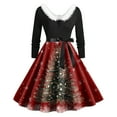 thumbnail image 3 of UngA Christmas Dresses Women 2025 Winter Warm Plush V Neck Cute Printed Cocktail Dresses with Belt Long Vintage Party Dresses for Women,Size L, 3 of 3