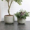 thumbnail image 4 of LuxenHome Misty Gray Glen Pattern 13.6-Inch Tall MgO Round Planter, Indoor and Outdoor, 4 of 8