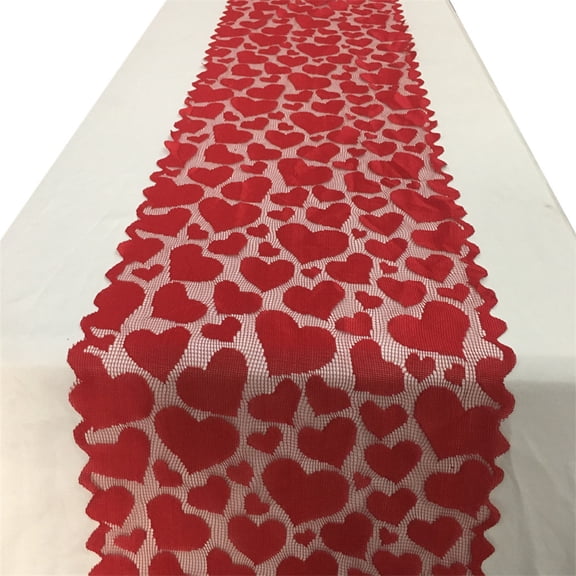 Valentines Day Decorations - Red Lace Table Runner | Valentines Day Decor Party Supplies Favors - Galentines Day Decorations Holiday Heart Table Cloth Centerpiece for Wedding Home Kitchen