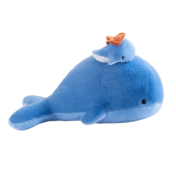 Cthrlog Stuffed Animal Plushies Bedtime Soft Plush Toy Weighted Stuffed Animals Cute Blue Whale with Crown, Kids Toddler Gifts