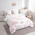 thumbnail image 3 of Homewish Cartoon Rainbow Twin Bedding Sets 7-Piece for Preppy Kids Children,Dreamy Princess Bedding Comforter Set Microfiber,Kawaii Stars Print Breathable Sheet Sets,Lightweight Room Decor, 3 of 8