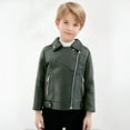 thumbnail image 2 of Atogsazn Kids Boys Leather Jacket Children Casual Zip Up Long Sleeve Coat Outerwear Tops Clothing with Pocket 03-Army Green 9-10 Years Fashion, 2 of 9