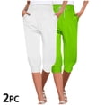 thumbnail image 2 of UTSJKR Women's 2 PC Casual Capri Pants 3/4 Joggers with Pockets Drawstring Elastic Waist Cropped Trousers Soft Lightweight Lounge Pants Multicolor XXL, 2 of 9