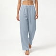 thumbnail image 5 of LIaqionyy Women Pants Elastic Waist Casual Wide Leg Lightweight Sweatpants Trousers Fashion Outfits with Pockets, 5 of 8