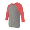 thumbnail image 1 of Unisex Three-Quarter Sleeve Baseball Raglan - Red/Grey - X-Large, 1 of 1