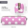 thumbnail image 3 of Rateoe Purple And White Polka Dot Print Leather Pencil Case with Smooth Zipper, Compact Storage for Writing Tools & Art Supplies, 8.26" x 1.96" x 2.16", 3 of 7