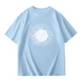thumbnail image 4 of Cute Summer Tops for Girls Size 9-10 Short Sleeve Casual Round Neck Fashion Cute Print T-Shirt Soft and Comfortable Oversized Pullovers(Print, X02-Sky Blue, 9-10 Years), 4 of 6