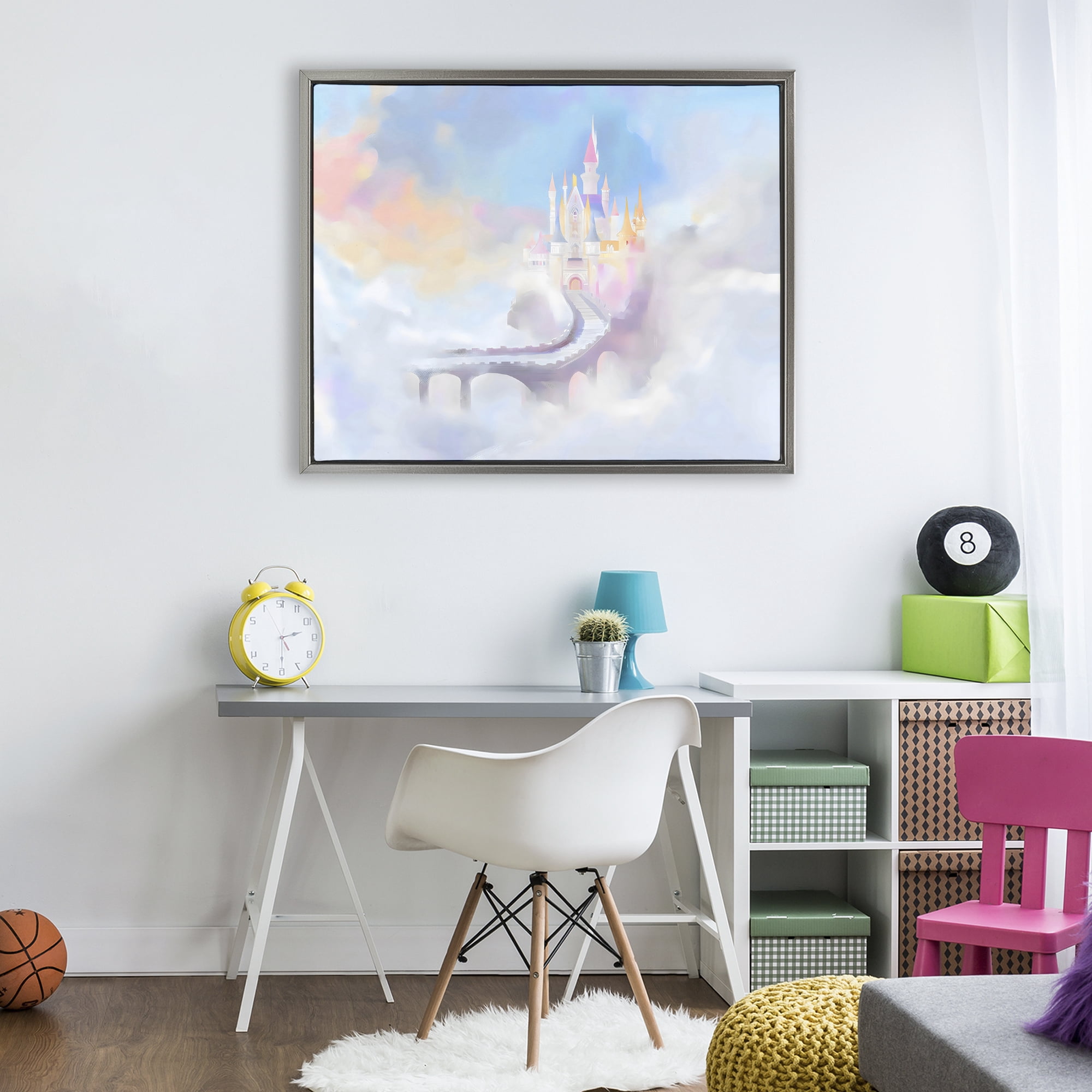 Stupell Industries Enchanted Bridge To Castle Gray Framed Floater Canvas Wall Art, design by Arlington Prints
