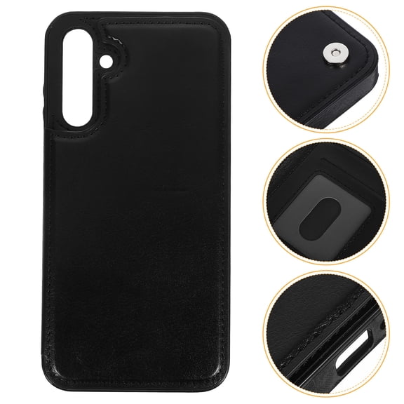 BESTYASH Cell Phone Wallet Case Black Stylish Mobile Cover with Easy Access Card Slots