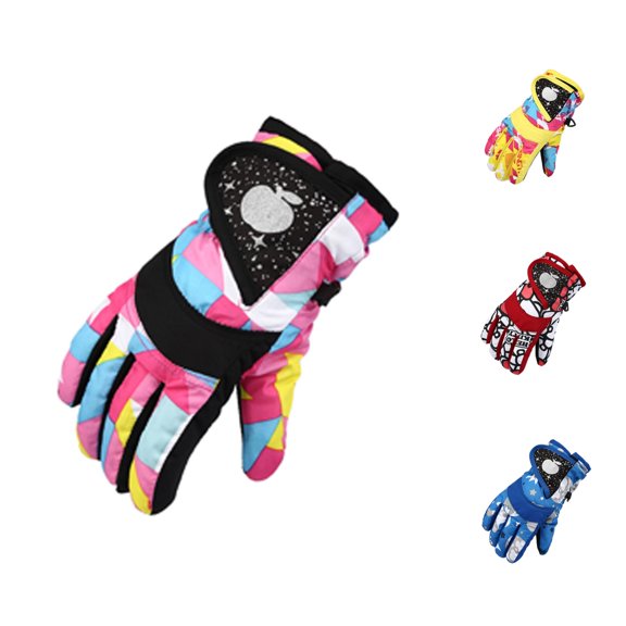 HNMKIU Kids Outdoor Winter Skiing Mittens Windproof for Sports Boys Girls Mutilcolor3 - One Size