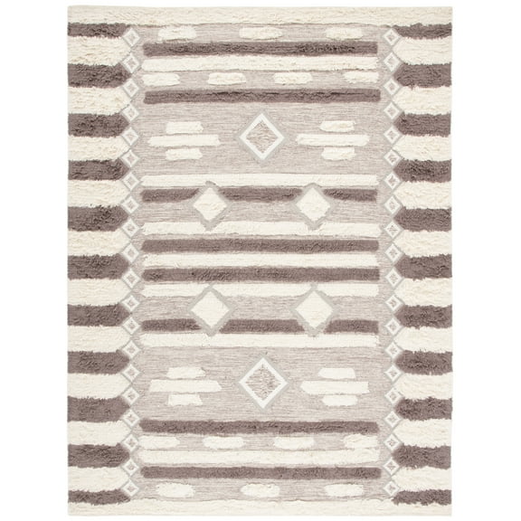 SAFAVIEH Kenya Wendell Southwestern Wool Area Rug, Ivory/Brown, 8' x 10'