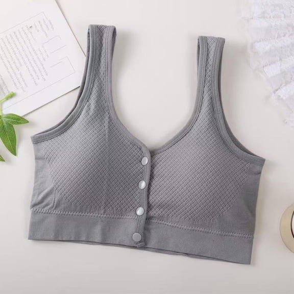 PNTUTB Women's Tank Top Bra,Everyday Lightweight Breathable Solid Color Wire-Free Seamless Comfortable Front-Closure Bra