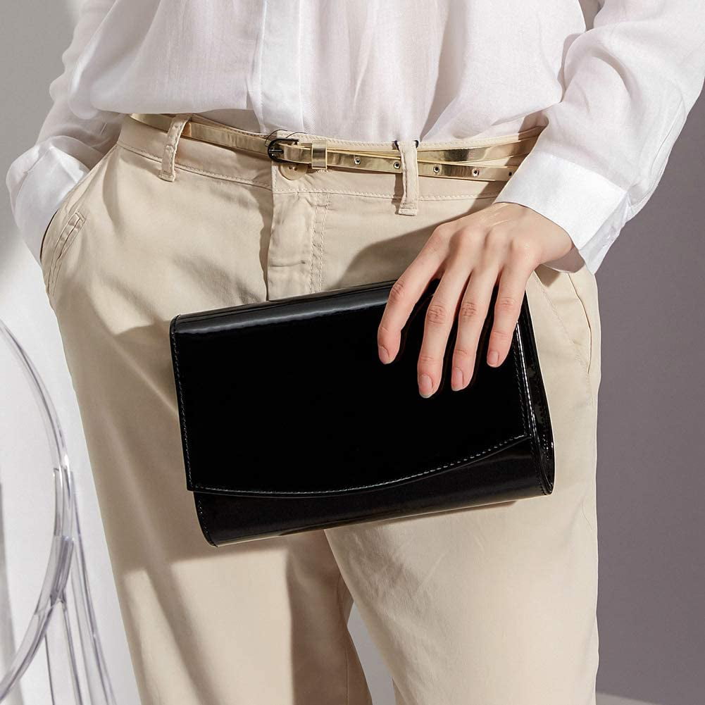 Women Patent Leather Wallets Fashion Clutch Purses,WALLYNS Evening Bag Handbag Solid Color 