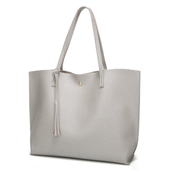 Dreubea Bolso de hombro de piel sintética suave para mujer, bolso de mano con borlas de gran capacidad