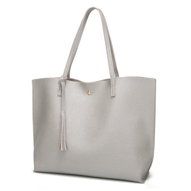 Dreubea Bolso de hombro de piel sintética suave para mujer, bolso de mano con borlas de gran capacidad