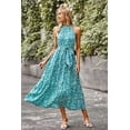 thumbnail image 3 of PRETTYGARDEN Women's Summer Floral Maxi Sun Dress Sleeveless Halter Neck Flowy Ruffle Hem Long Boho Dresses with Belt, 3 of 8