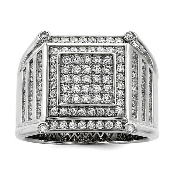 925 Sterling Silver and Cubic Zirconia Brilliant Embers Mens Ring Size 10 Ring for Men