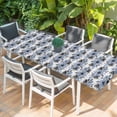 thumbnail image 2 of Blue Floral Table Cloths for 8 Foot Rectangle Tables, Abstract Watercolor Flower Leaf Plant Patio Waterproof Elastic Fitted Tablecloths, Washable Rectangular Table Cover for Camping, 2 of 8
