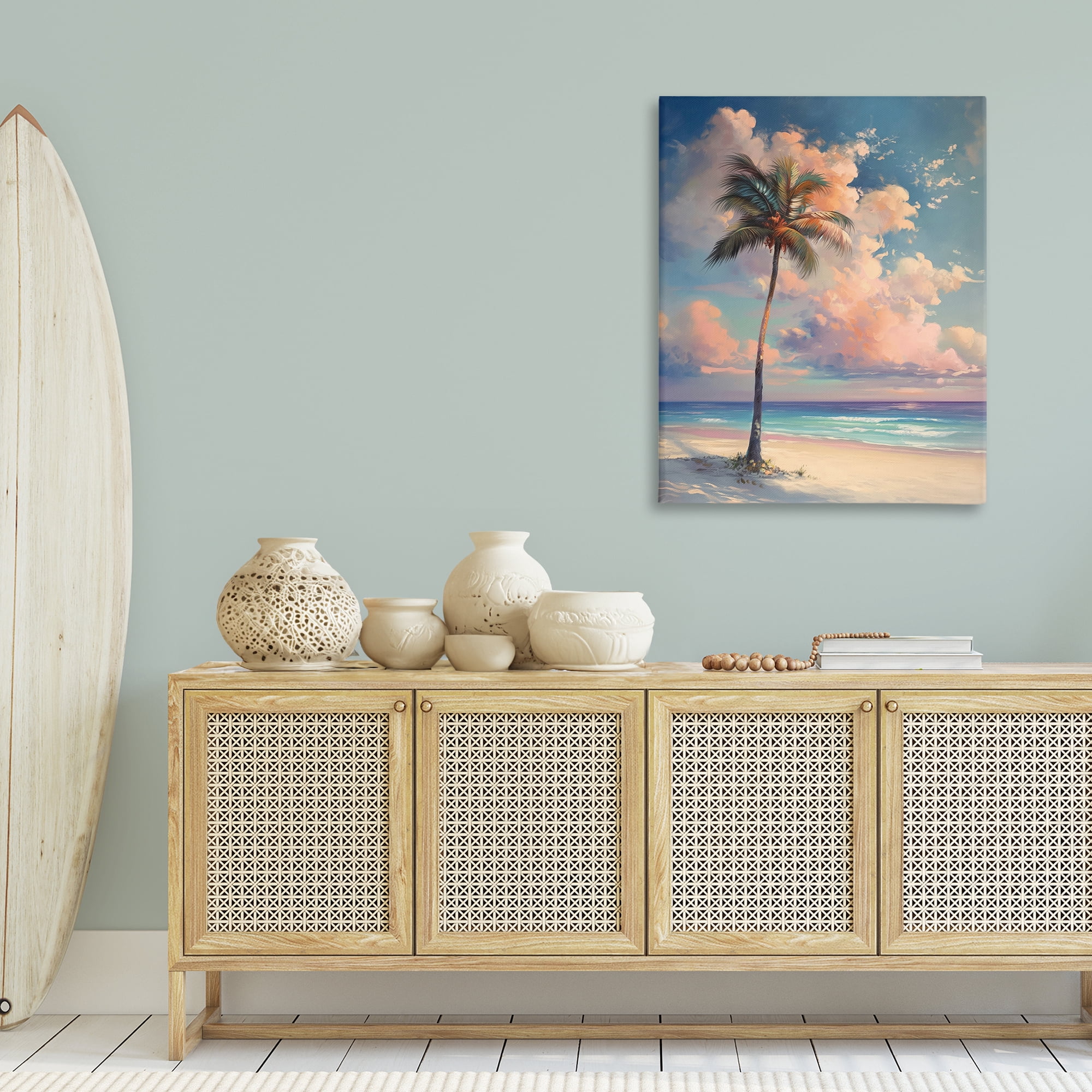 Stupell Industries Bright Hued Beach Palm Nautical & Beach Painting Wrapped Canvas Art Print Wall Art, 30 x 40