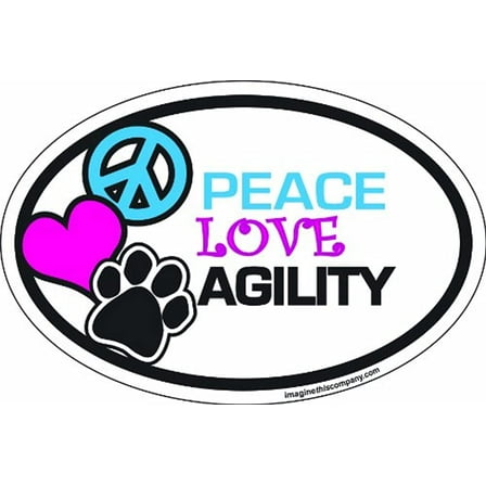 Peace Love Agility Oval Magnet
