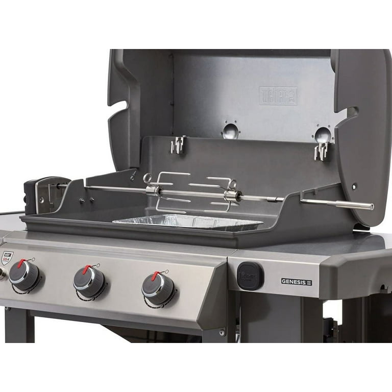 Weber 7652 Rotisserie for Weber Genesis II and Genesis II LX 200 300 Grills Bundle with Deco Essentials Pair of Red Heat Resistant Oven Mitt