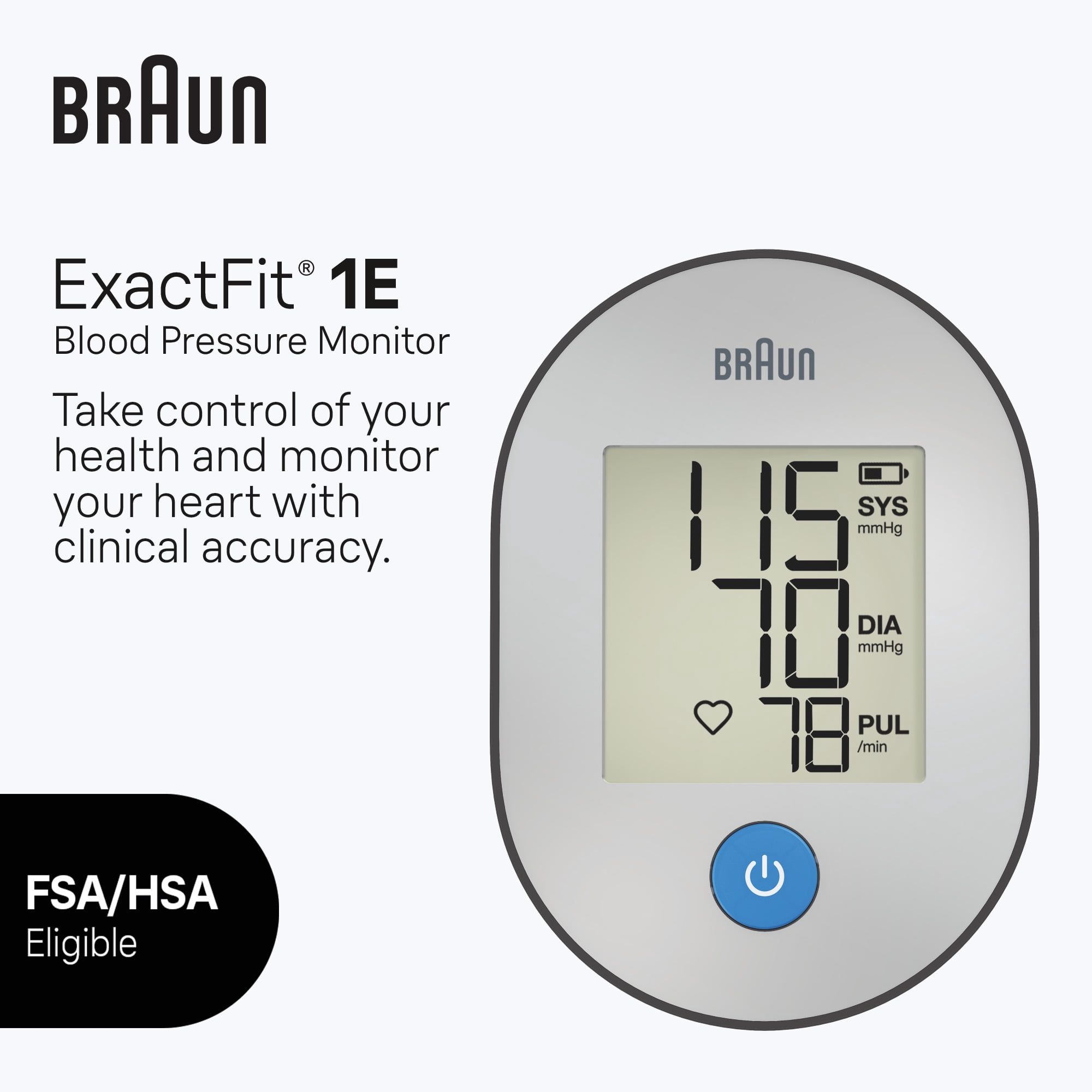 Braun ExactFit 1E Upper Arm Blood Pressure Monitors for Home Use, FSA & HSA Eligible,  Black, BUA4000BUS
