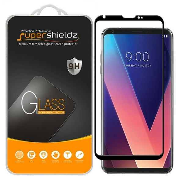 [1-Pack] Supershieldz for LG V30/ V30 Plus [Full Screen Coverage] [3D Curved Glass] Tempered Glass Screen Protector, Anti-Scratch, Bubble Free (Black)
