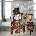 thumbnail image 2 of Shower Curtain 66"W x 72"L Winter Christmas Snowman Presents Gray Fabric Shower Curtains Set with Hooks Water Repellent Bathroom Curtains Machine Washable Bathroom Accessories, 2 of 7
