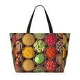 thumbnail image 2 of Pofeuu Spices And Herbs Print Beach Bag,Waterproof Sandproof Beach Tote Bag, Large Capacity Foldable Beach Bags for Women, 2 of 7
