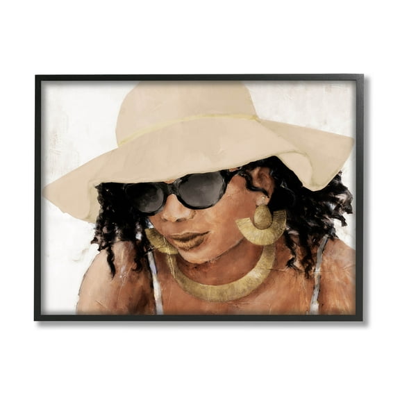 Stupell Industries Adorned Woman with Hat Painting Black Framed Art Print Wall Art, Design by Lanie Loreth