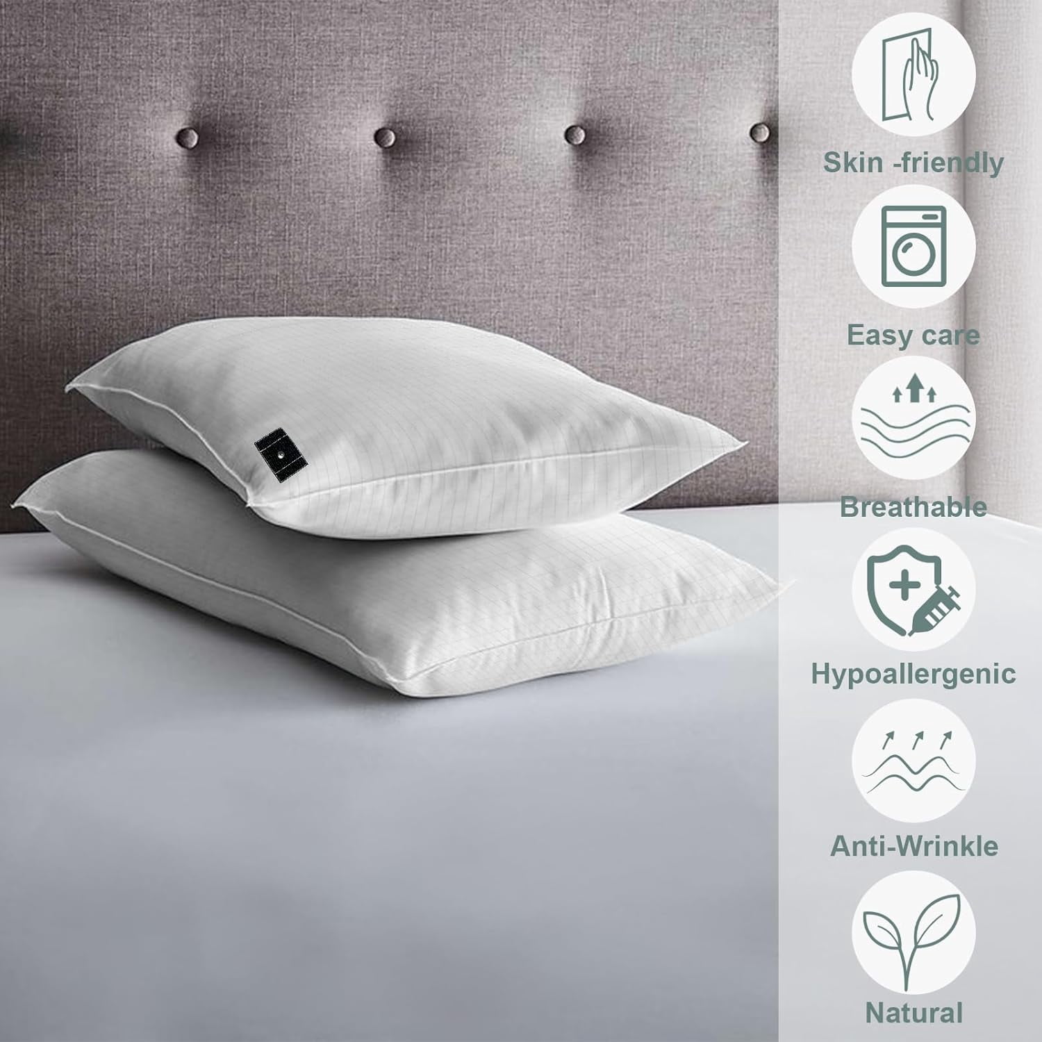 1PC Grounding Pillowcase 10% Silver Fiber+90% Cotton, Grounding at Home-Make You Healthier's Earth Connected Pillow Cover with 15ft Grounding Cord Included (White 20"X30")