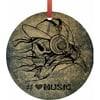 Hashtag Love Music Skull Art - TM - Flat Round-Shaped Holiday Tree Ornament Made in the USA