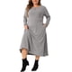 thumbnail image 2 of Vestido de camisa de talla grande Agnes Orinda para mujeres, cuello redondo, con botones, mangas largas, vestido casual con bolsillos 3X gris, 2 of 6