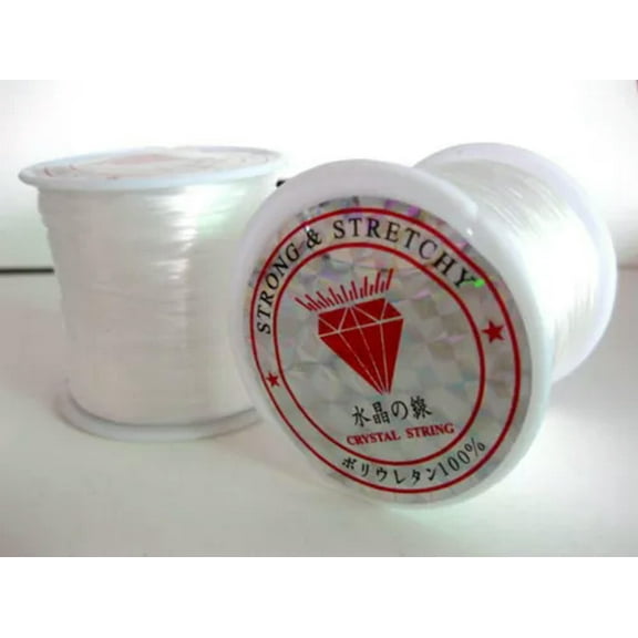 EOEMY 2 Roll X60 Yards Color Elastic Crystal String Beading Cord Stretchy Thread 0.5mm-White