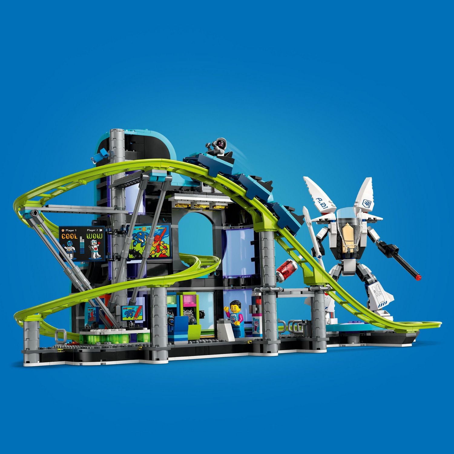 LEGO City Robot World Roller-Coaster Park Set, Building Toy with 8 Minifigures, Creative Gift for Kids, 60421
