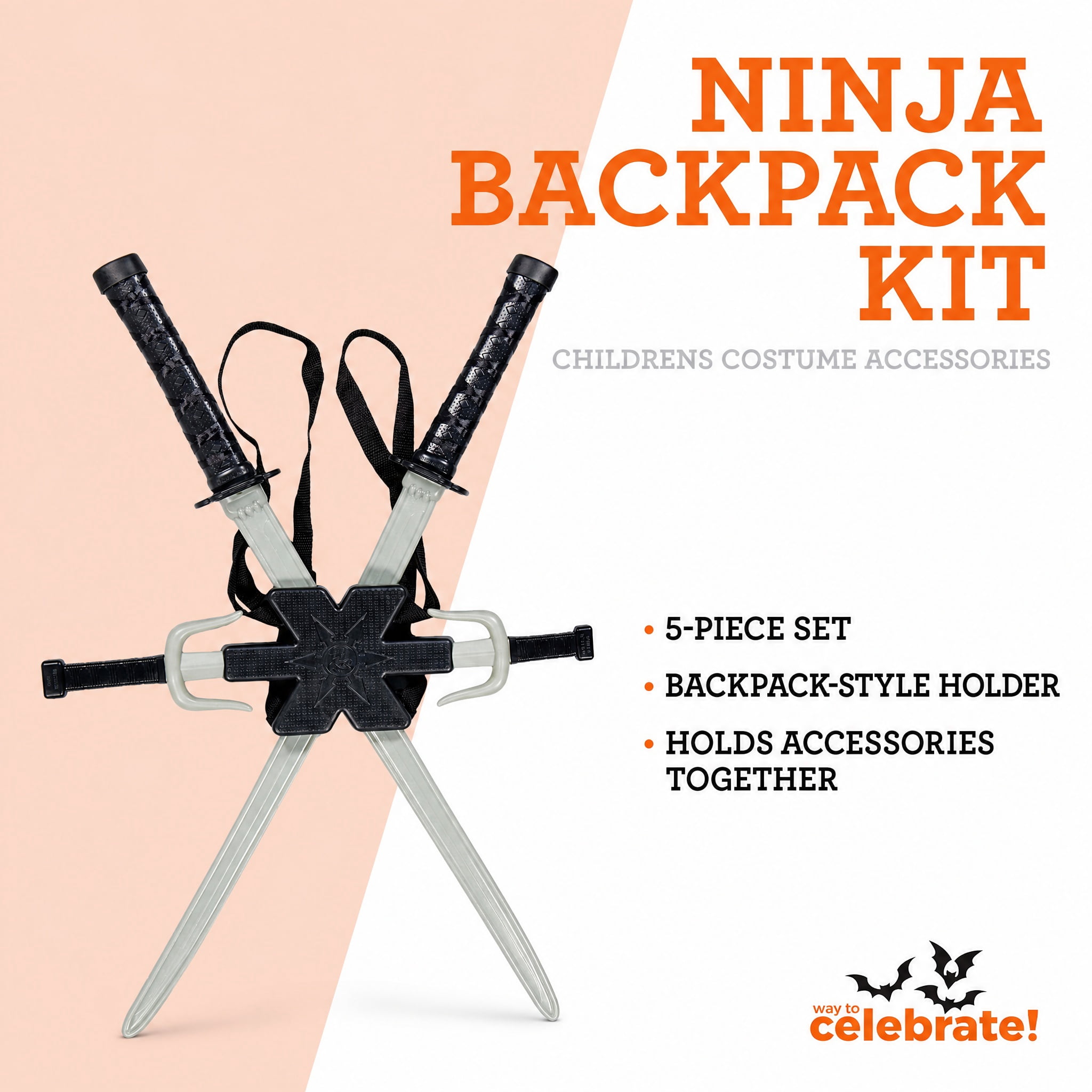 Ninja Backpack Costume Accessory Kit for Children, 5 Pieces, Halloween by Way To Celebrate