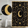 thumbnail image 4 of Shower Curtain Bathroom Set Gold Yellow Moon Star Waterproof Fabric Shower Curtains with Grommets&Hooks, Starry Night Polka Dot on Black Privacy Bath Curtain for Bathtub 48x72in, 4 of 9